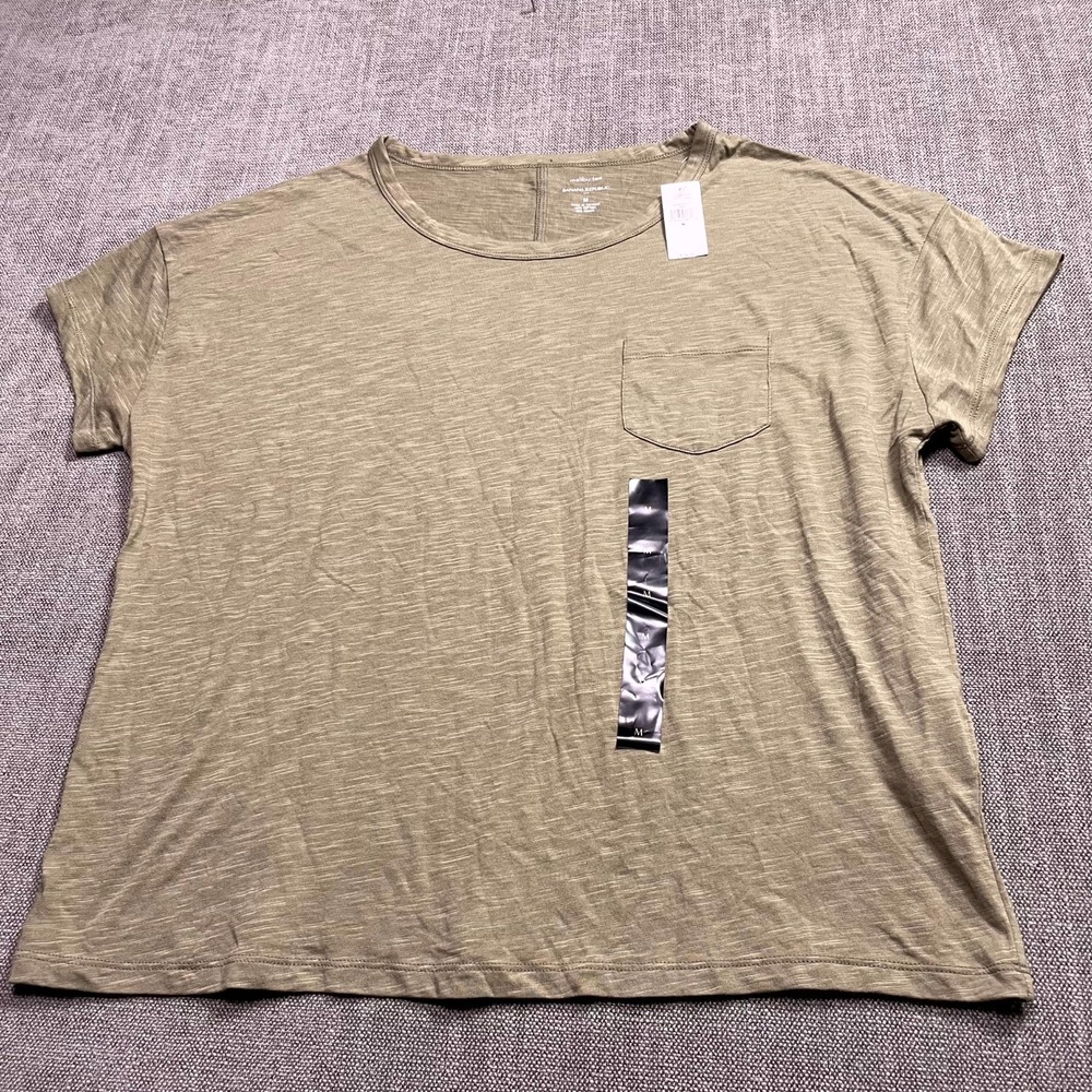 Banana Republic Malibu Knit T-Shirt Womens Medium Tate Olive Cotton 812554-02-1